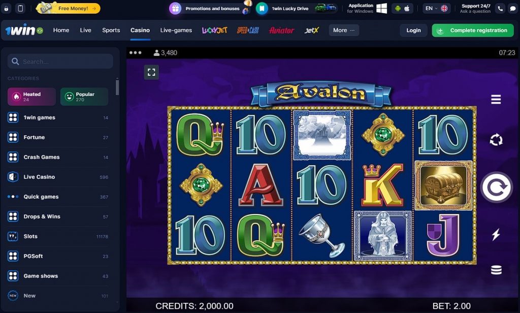 Play Avalon Slot Machine at 1win Casino