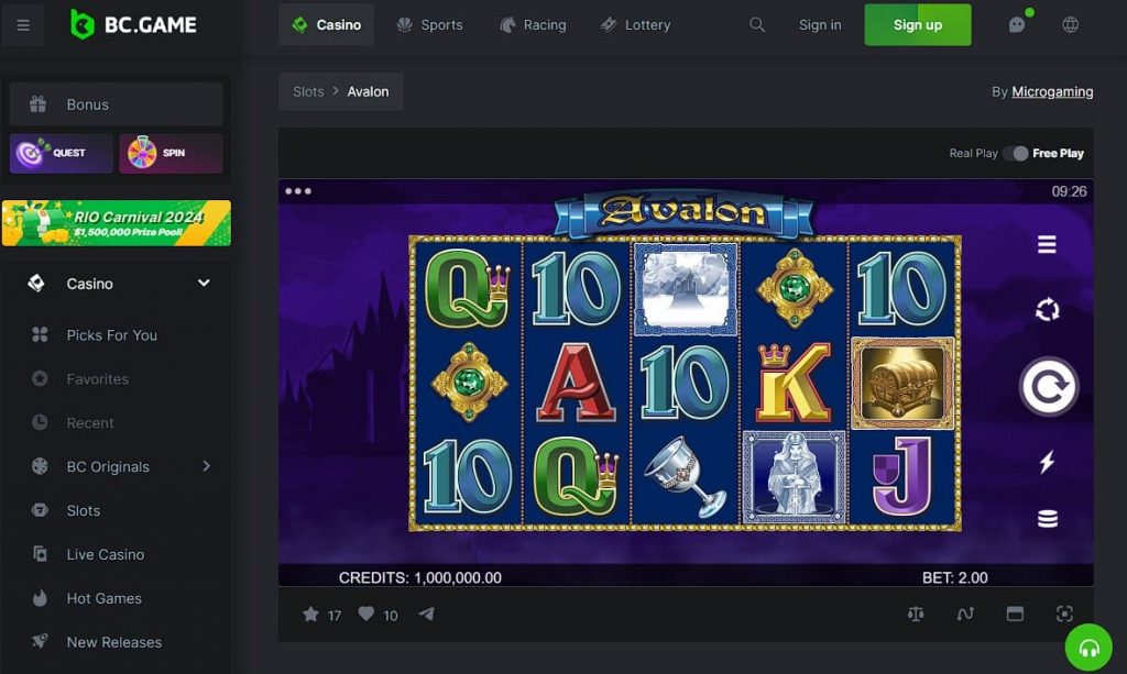 Play Avalon Slot Machine at BC.GAME Casino