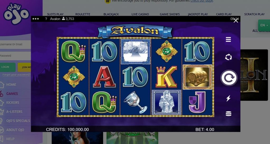 Play Avalon Slot Machine at PlayOJO Casino